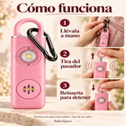 Alarma personal recargable con luz LED